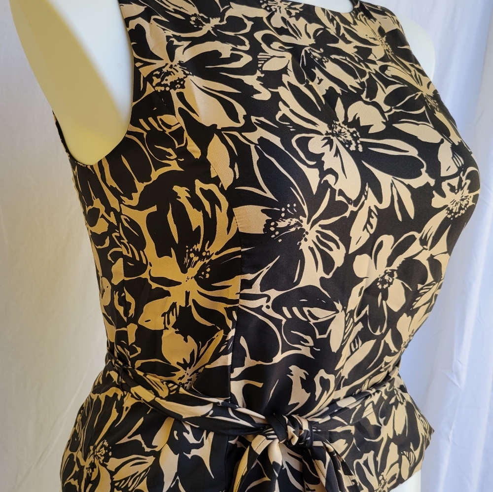 Ann Taylor sleeveless silk blouse with scarf sash